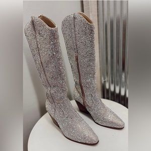 Women's Rhinestone Boots Western Mid Calf
